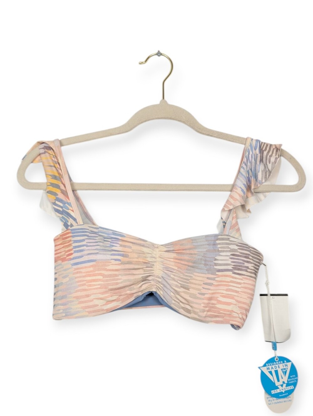 WET Swimwear Bikini Top M Pink Blue Reflection Print Oakley Top Swimwear NWT